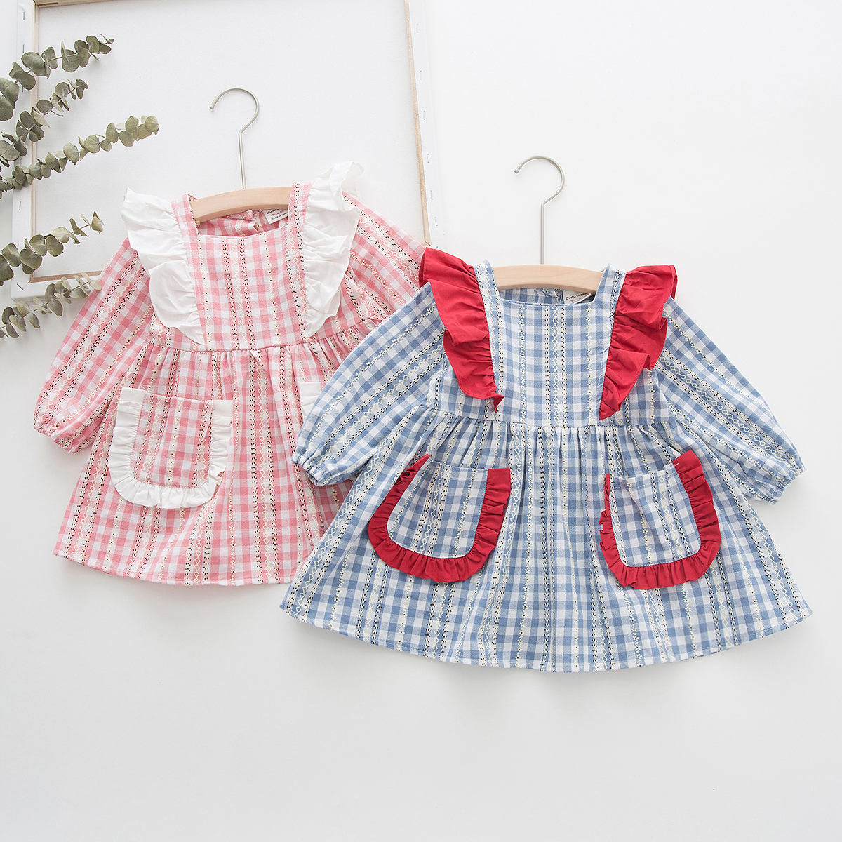 

Baby / Toddler Sweet Plaid Mesh Square Neck Dress