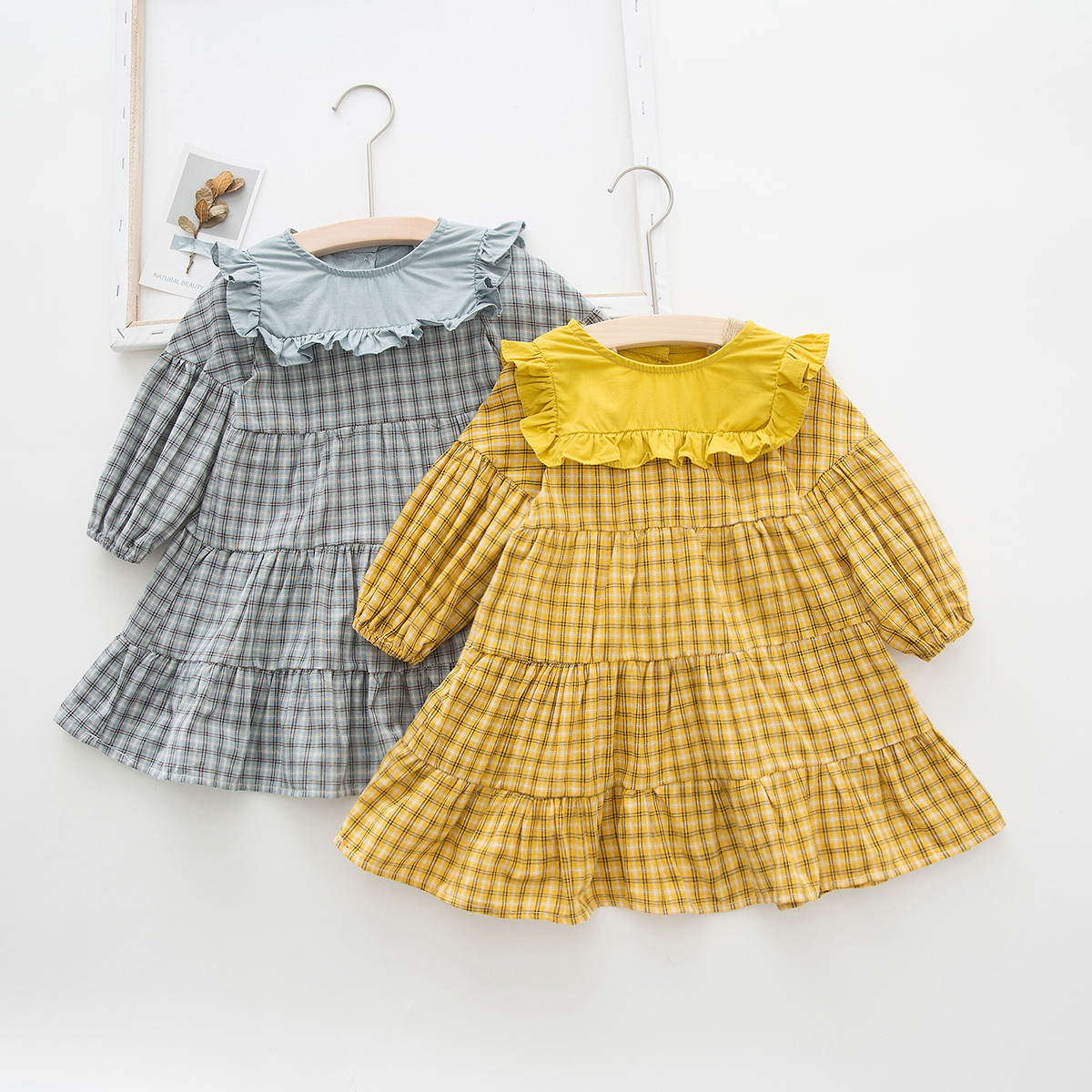 

Baby / Toddler Sweet Doll Collar Splice Plaid Dress