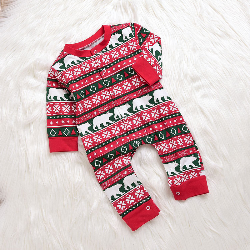 

Baby Christmas Bear Print Long-sleeve Jumpsuit