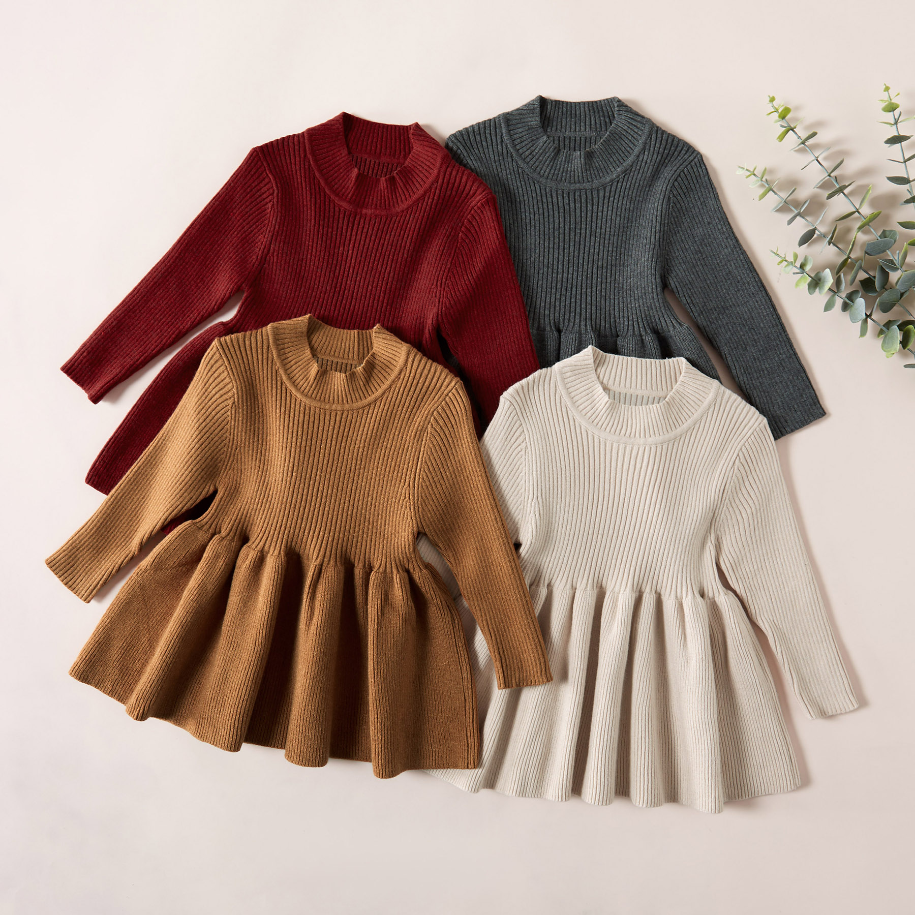 

Baby / Toddler Fashionable Solid Knitted Long-sleeve Dress