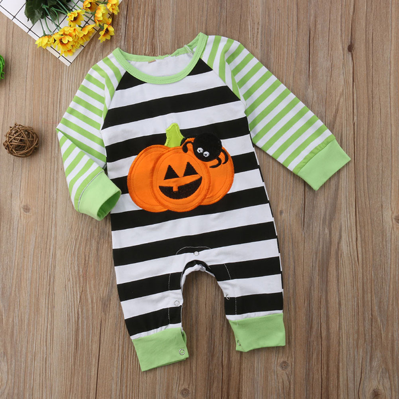 

Baby Halloween Style Pumpkin Print Long-sleeve Jumpsuit