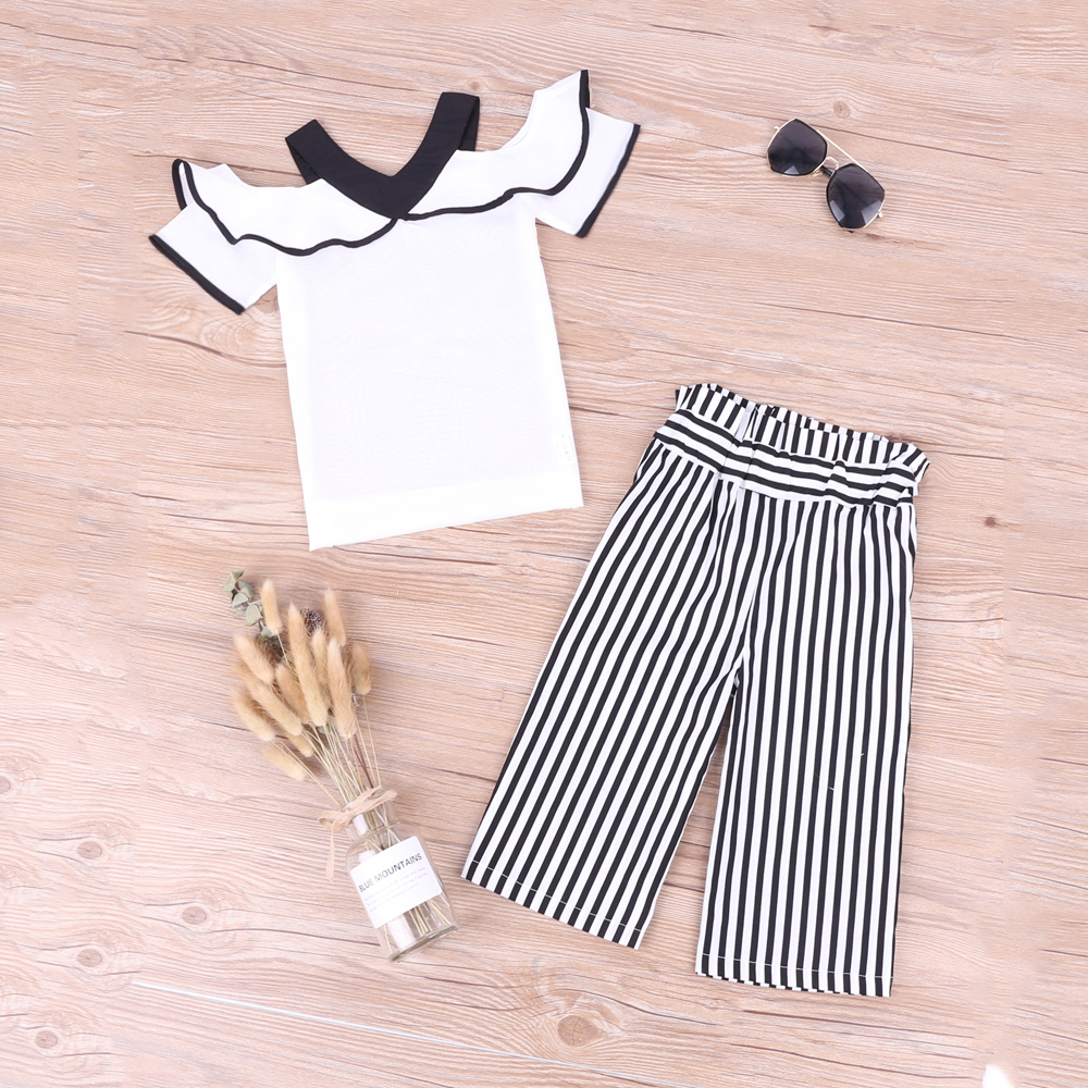 

Baby / Toddler Trendy Flounced Collar Top and Striped Pants Set