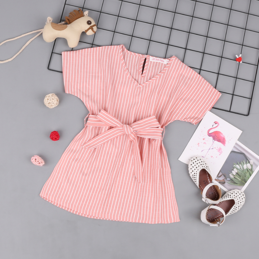

Baby / Toddler Sweet Striped Tie-up Short-sleeve Dress