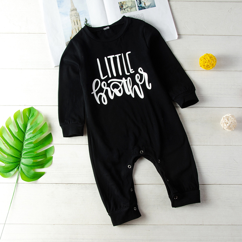 

Baby Little Letter Print Solid Long-sleeve Jumpsuit