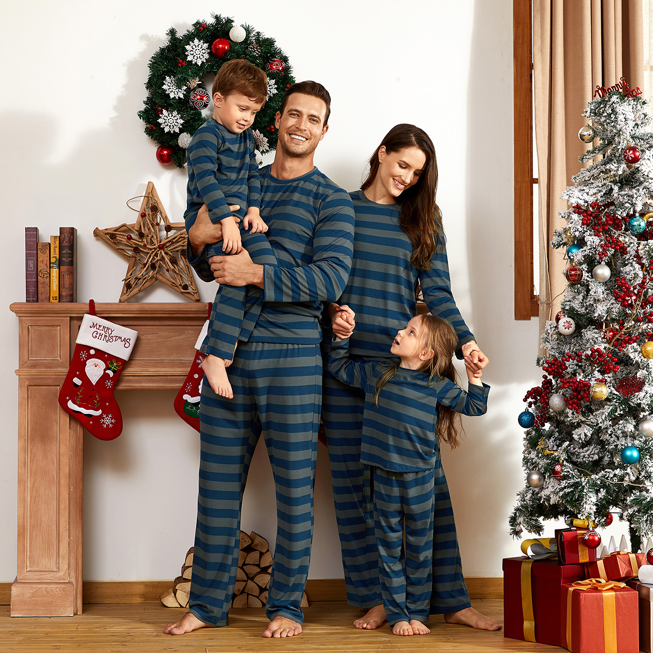 

Comfy Striped Christmas Family Matching Pajamas Set