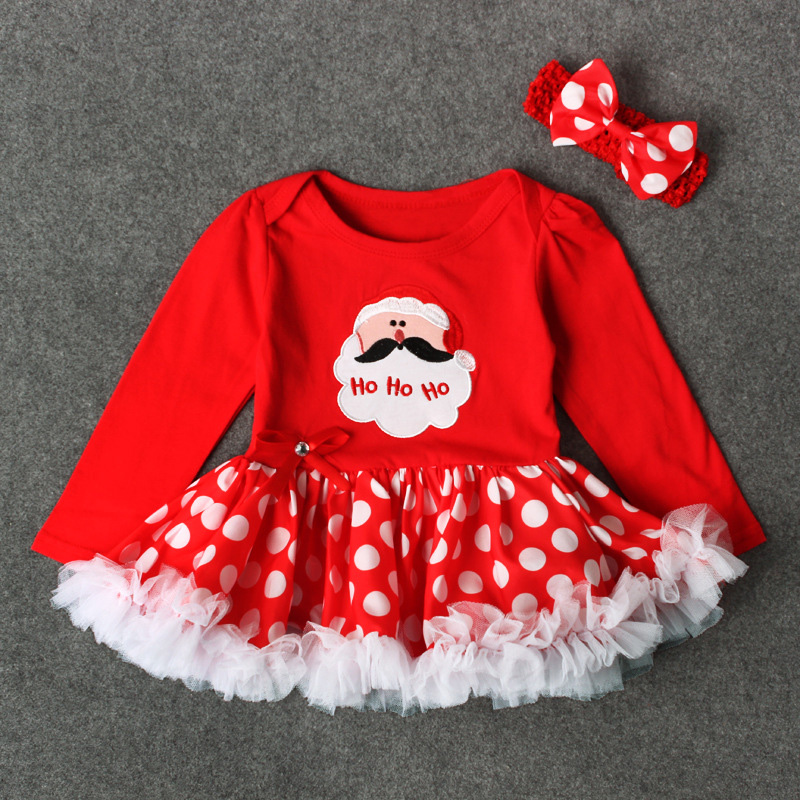 

Baby Girl Christmas Ho Ho Ho Letter Print Long-sleeve Romper