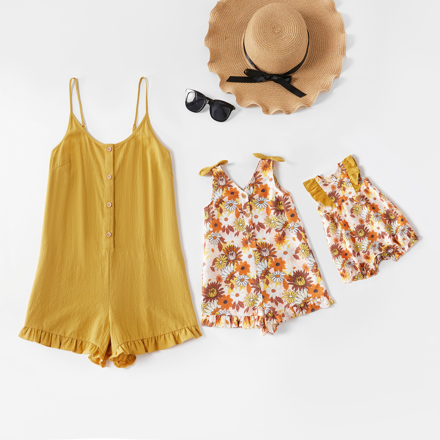 

Mommy and Me Summer Solid Cotton Tank Jumpsuits