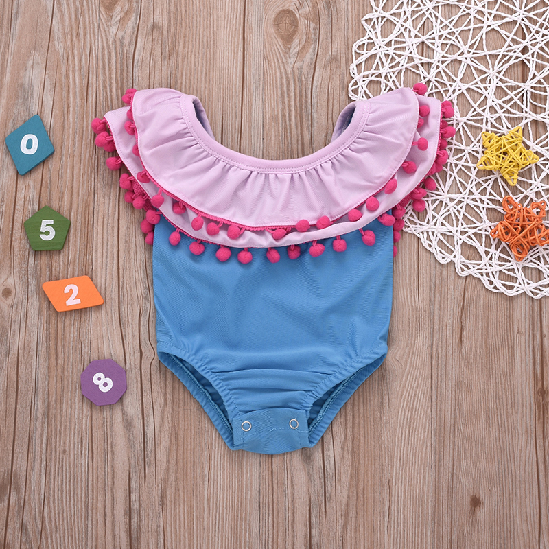 

Baby Girl Off Shoulder Pompom Decor Sleeveless Romper