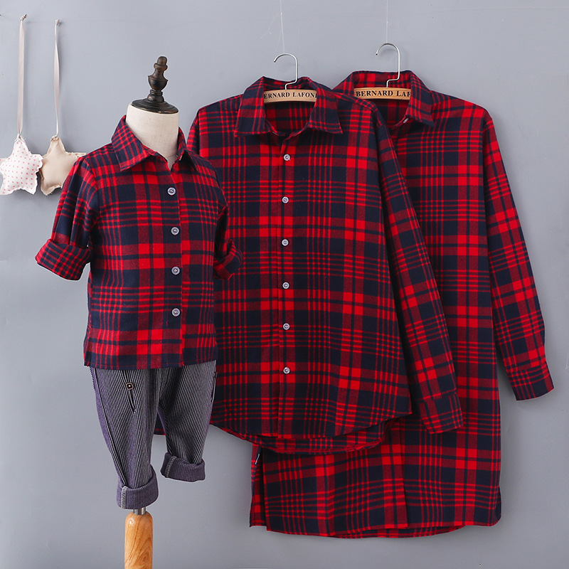 

Plaid Striped Cotton Family Matching Button Front Shirts