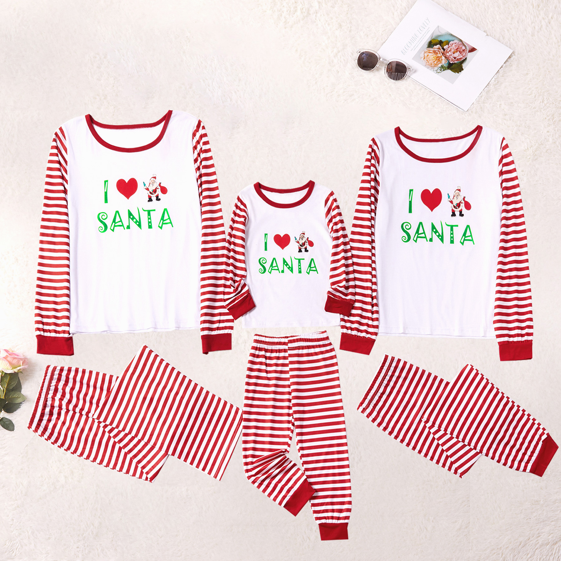 

Christmas ' I love Santa ' Striped Design Matching Pajamas Set for Family