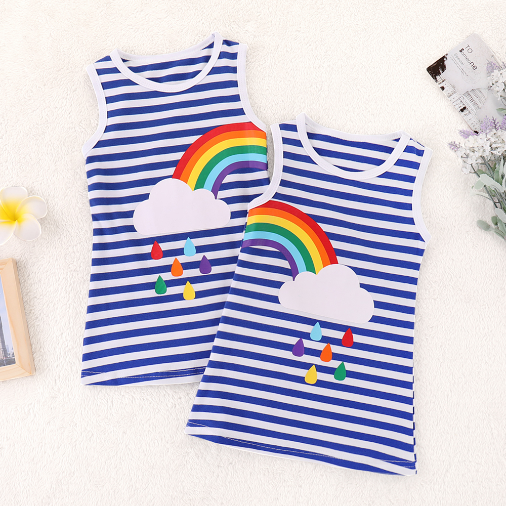 

Rainbow Print Striped Dress Sisters Matching Dress