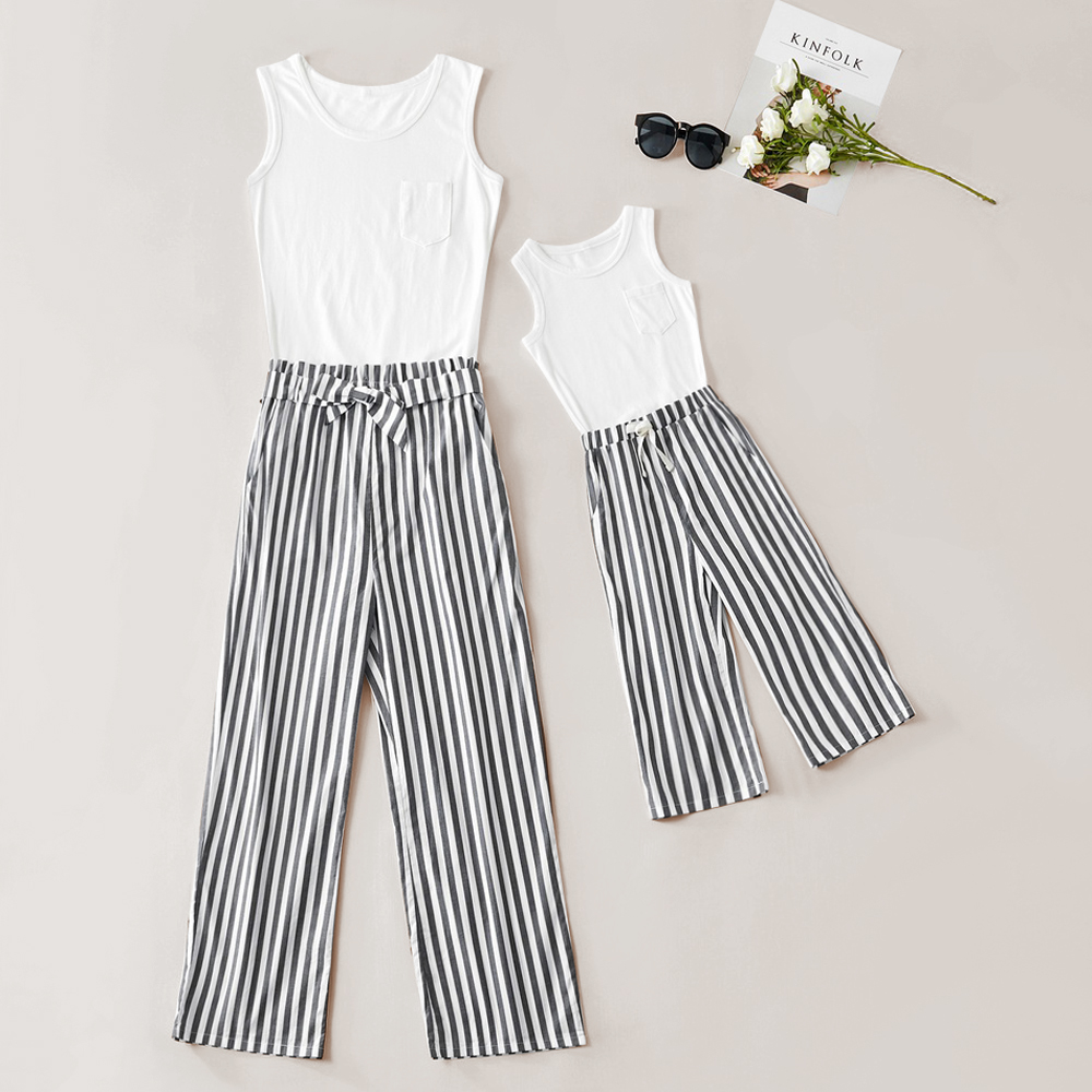 

Tank Top and Striped Pants Matching Sets