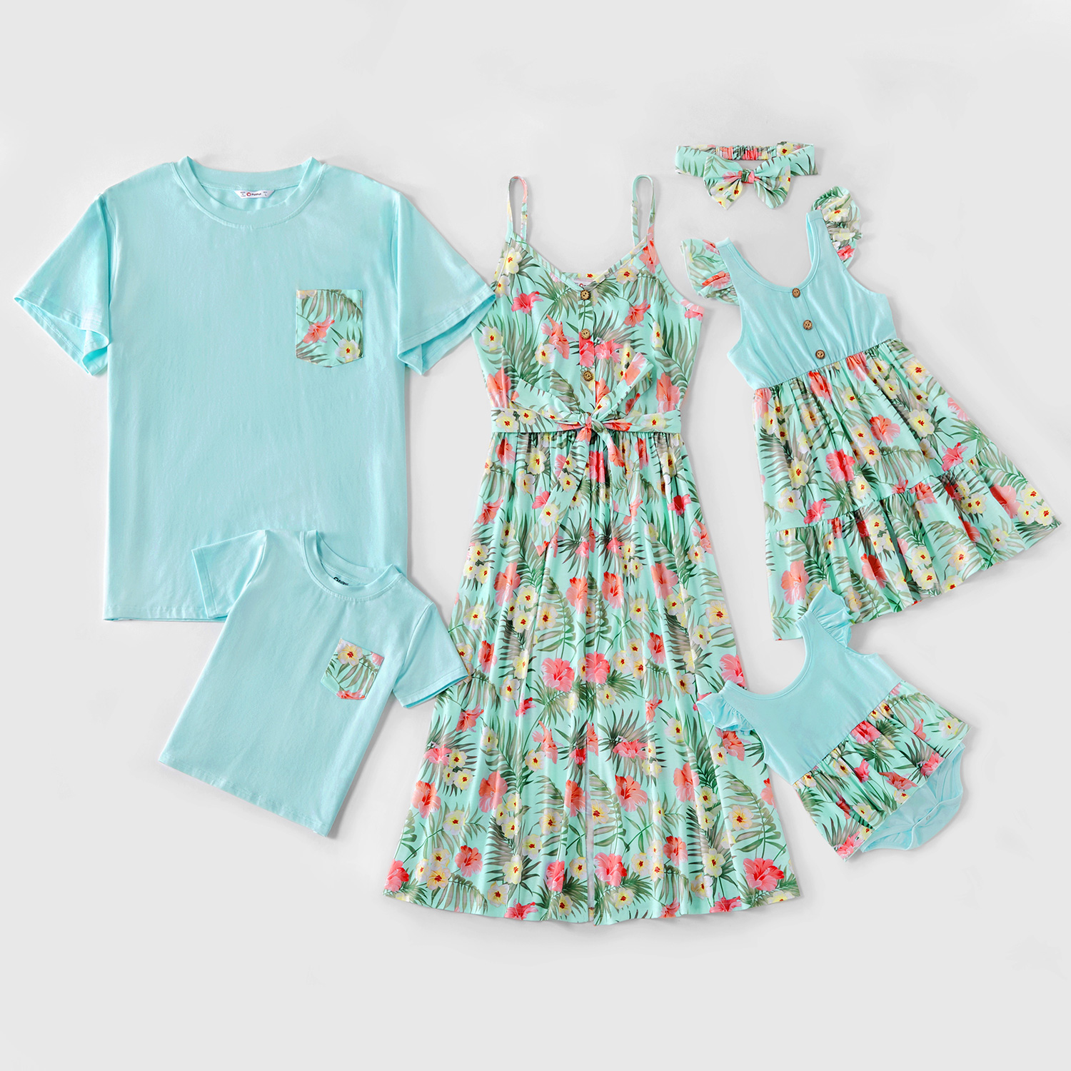 

Floral Print Family Matching Light Blue Sets
