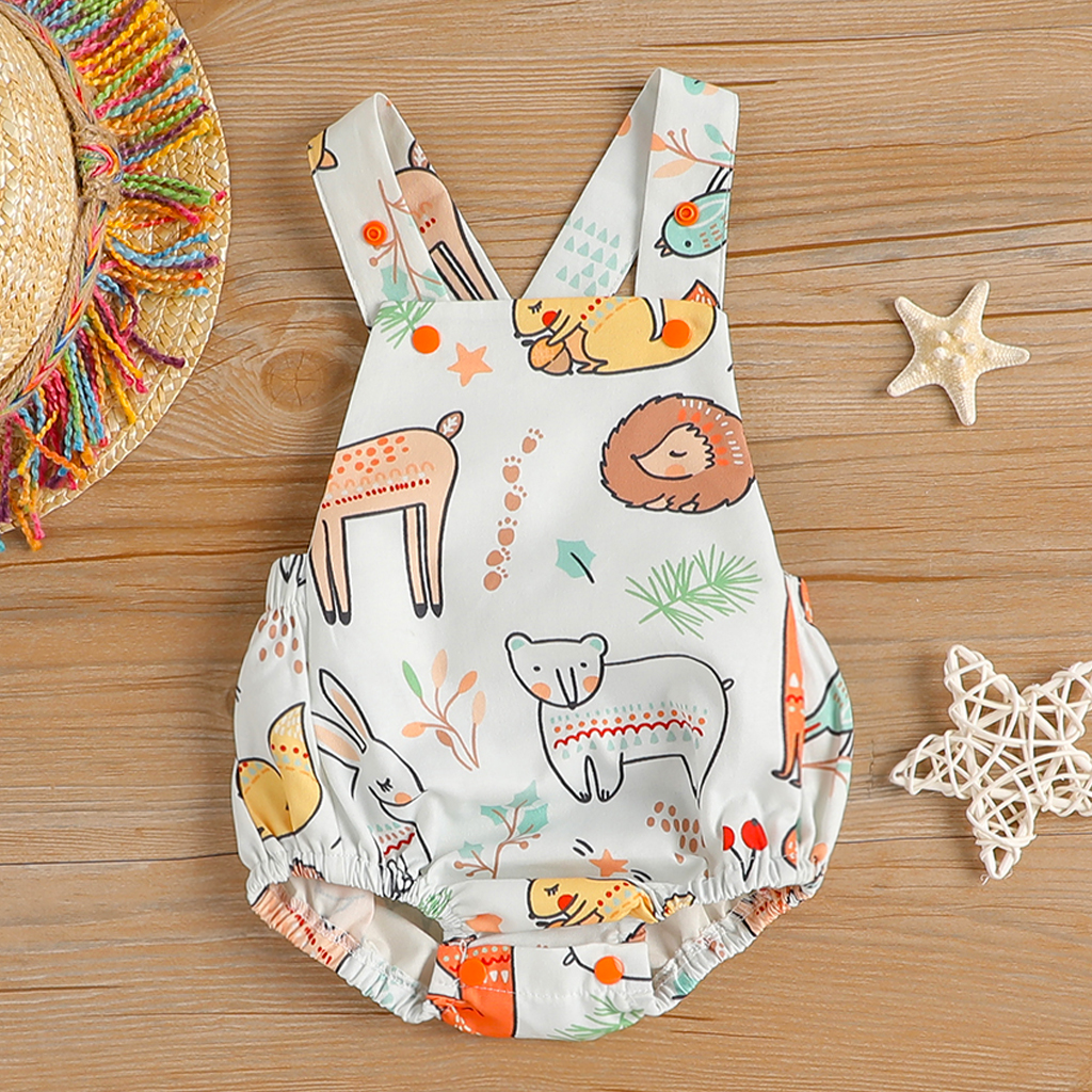 

Cartoon Animals Sleeveless Overalls Bodysuit for Baby