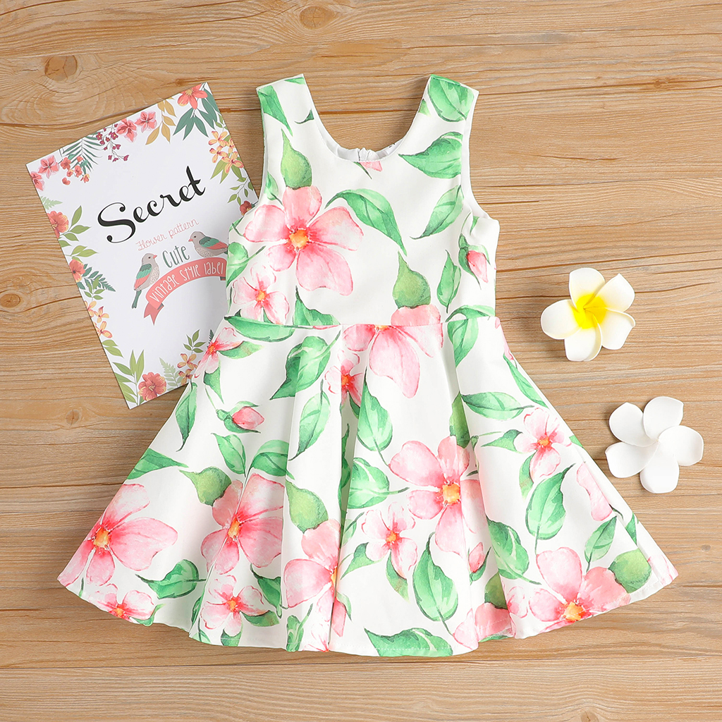

Pretty Floral Sleeveless Dress and Bodysuit for Toddler
