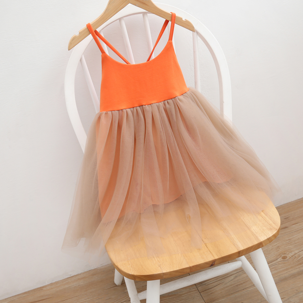 

Baby / Toddler Mesh Design Solid Strappy Dress
