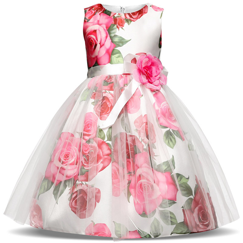

Pretty Rose Print Sleeveless Mesh Party Dress
