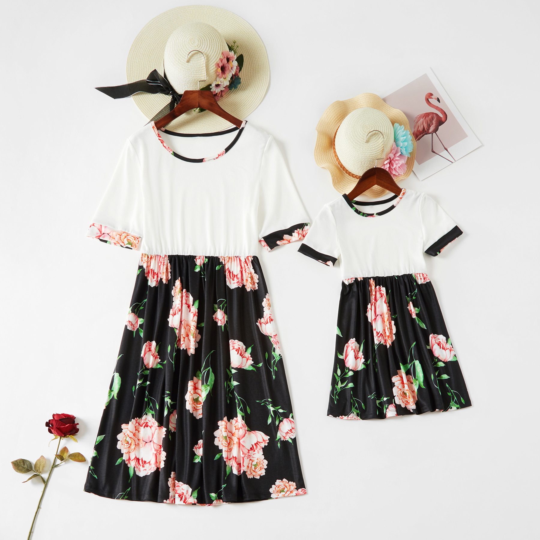 

Printed Stitching Matching Dresses