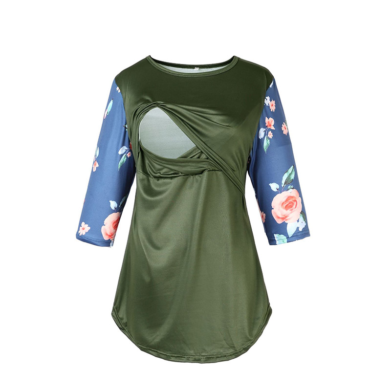 

Chic Floral Print Half-sleeve Nursing Top