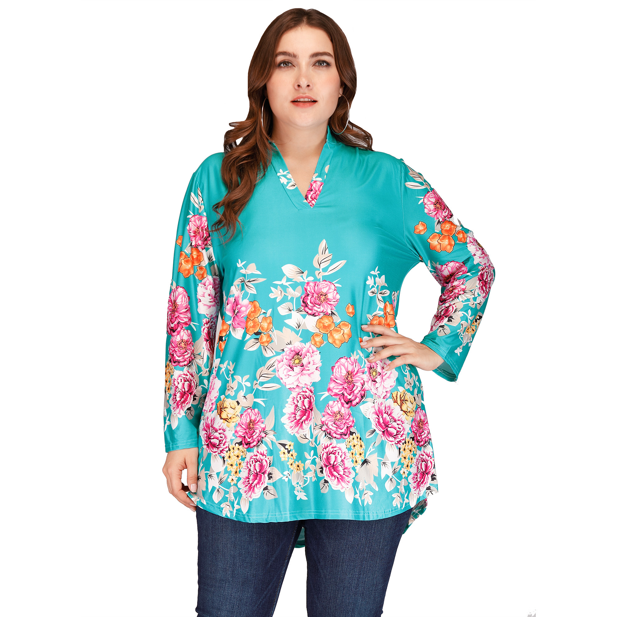 

Large T-shirt Daily Color Block Long-sleeve Tee for Women