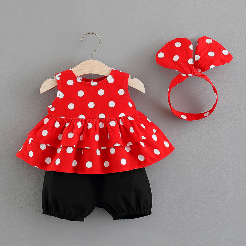 

3-piece Polka Dot Ruffle Tank Set