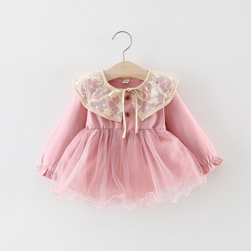 

Baby Girl Sweet Lace Doll Collar Long-sleeve Tulle Princess Dress