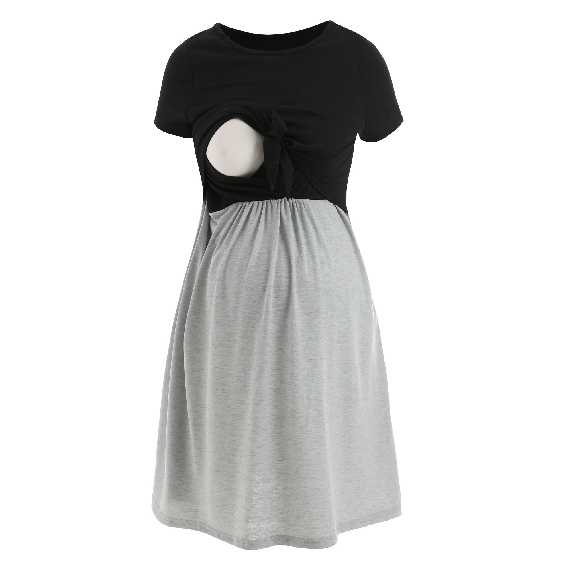

Contrast Lace-up Maternity Nursing Dress