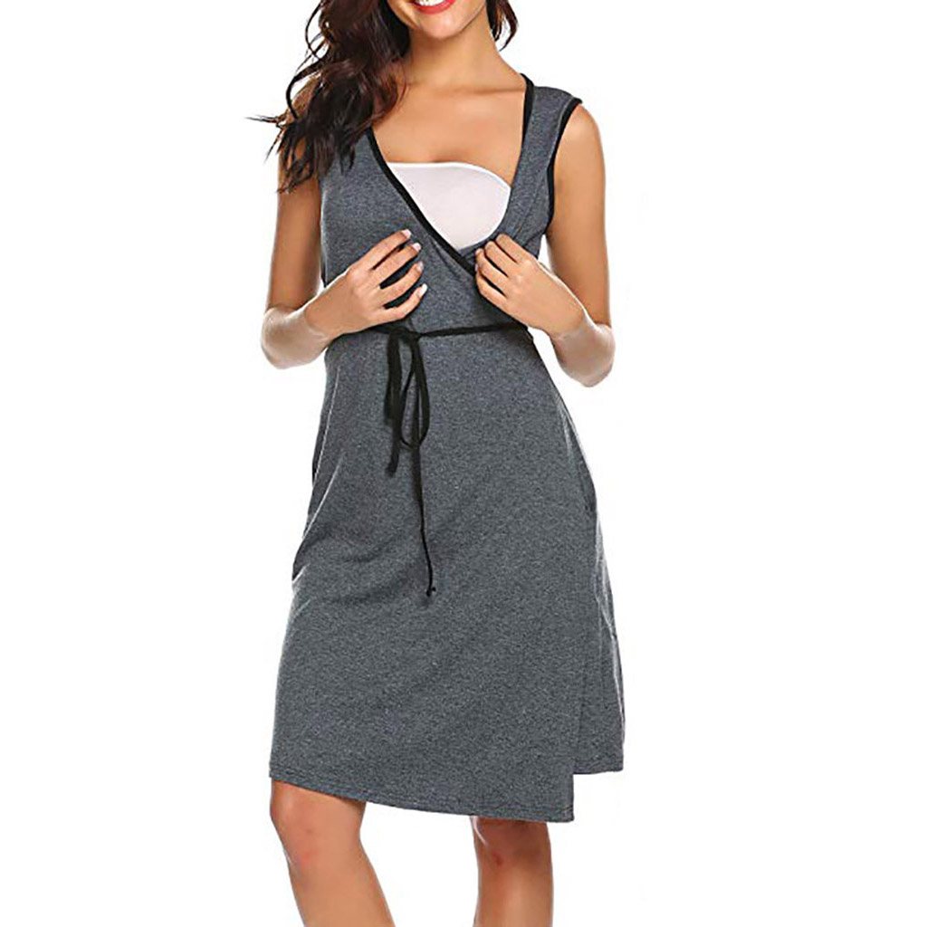 

V Neck Tie Nursing Dress