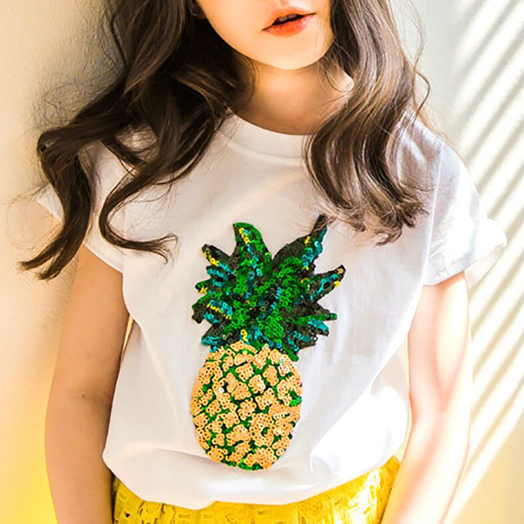 

Stylish Sequined Design Pineapple Tee for Kid