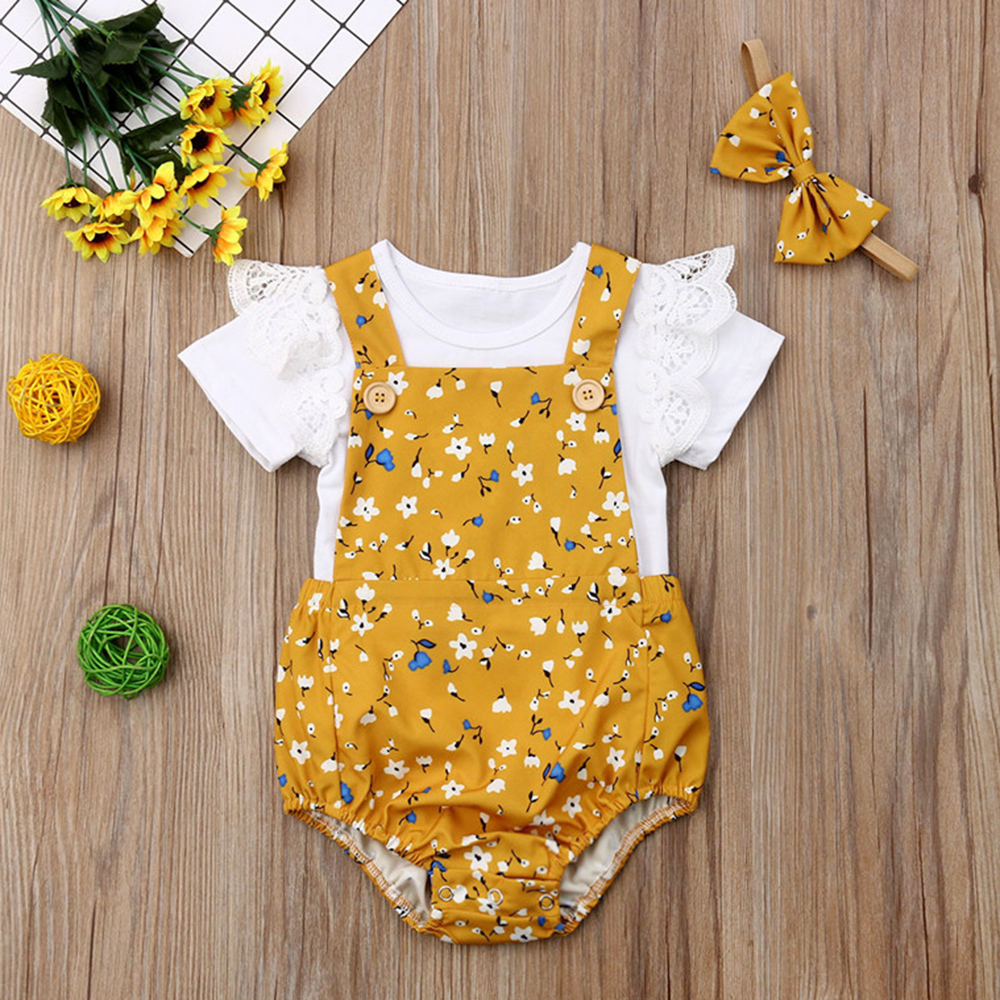 

Baby Girl White Bodysuit and Floral Romper Set