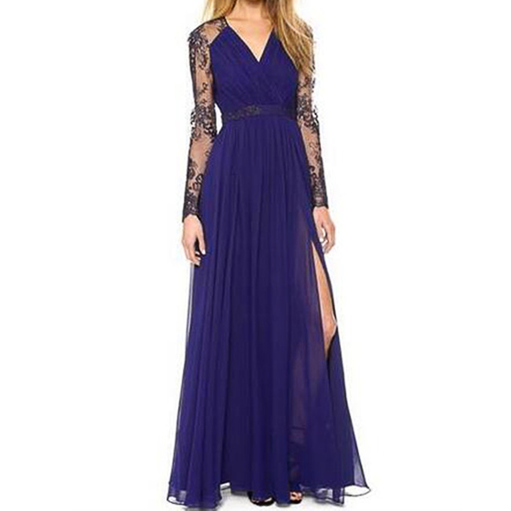 

Lace Split V Neck Maxi Dress