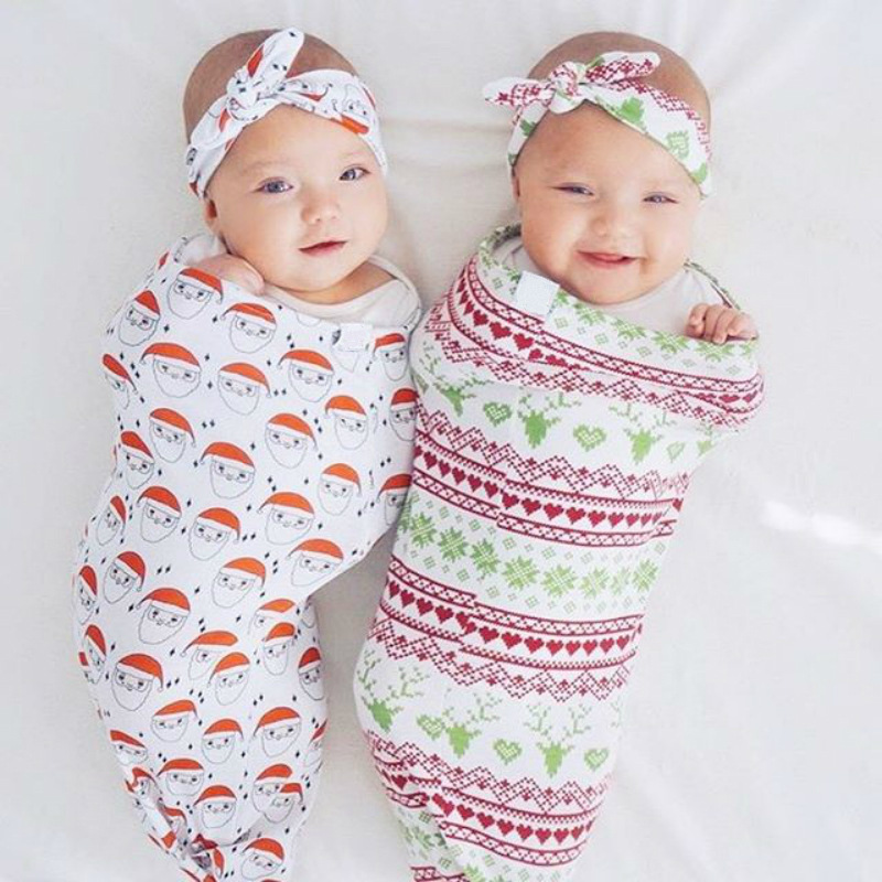 

Santa Print Christmas Pattern Sleeping Bag and Headband Set