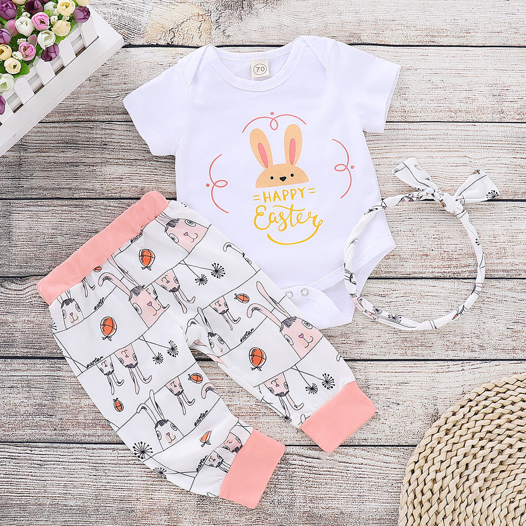

3-piece Happy Easter Rabbit Outfit