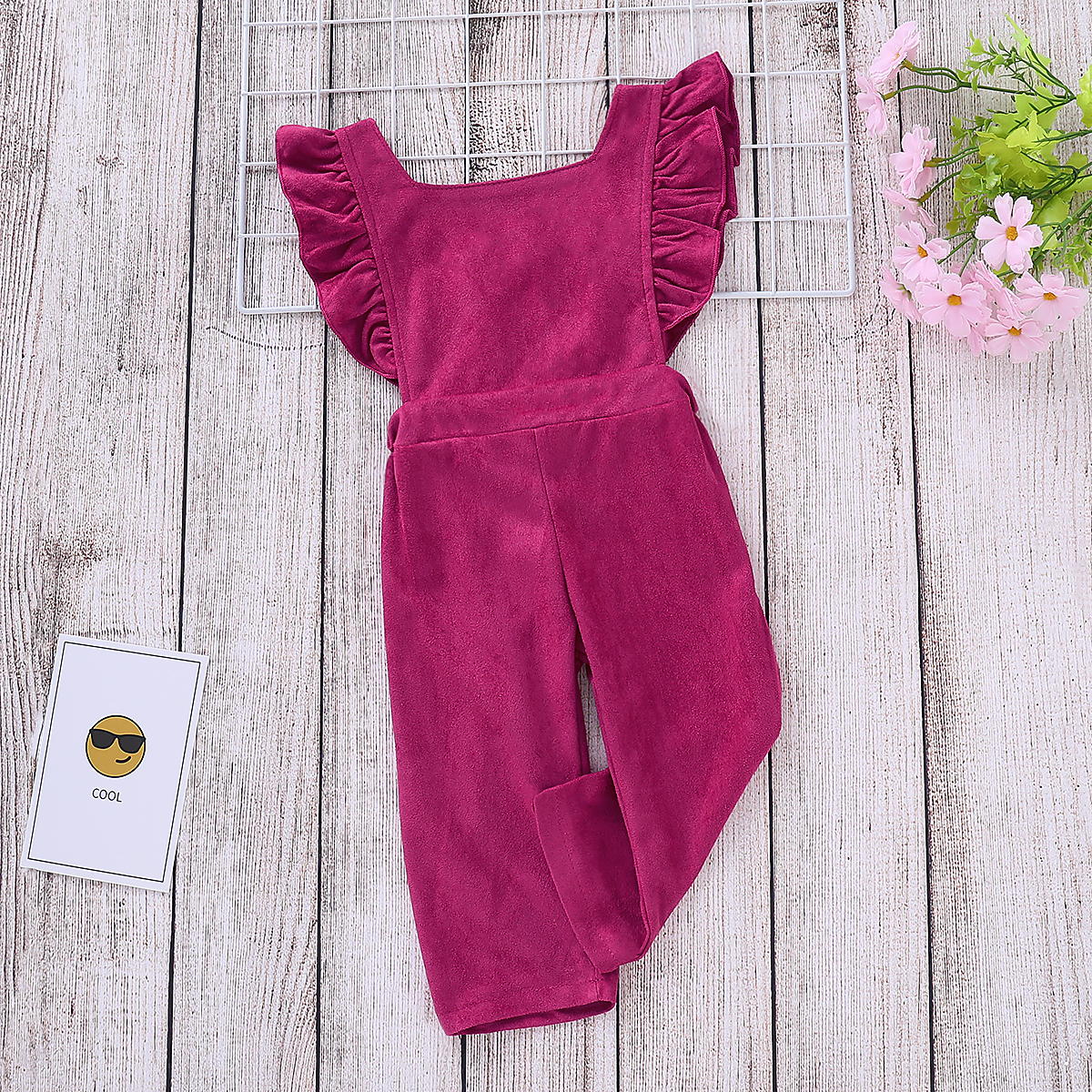 

Solid Ruffle-sleeve Onesies for Toddler Girl / Girl