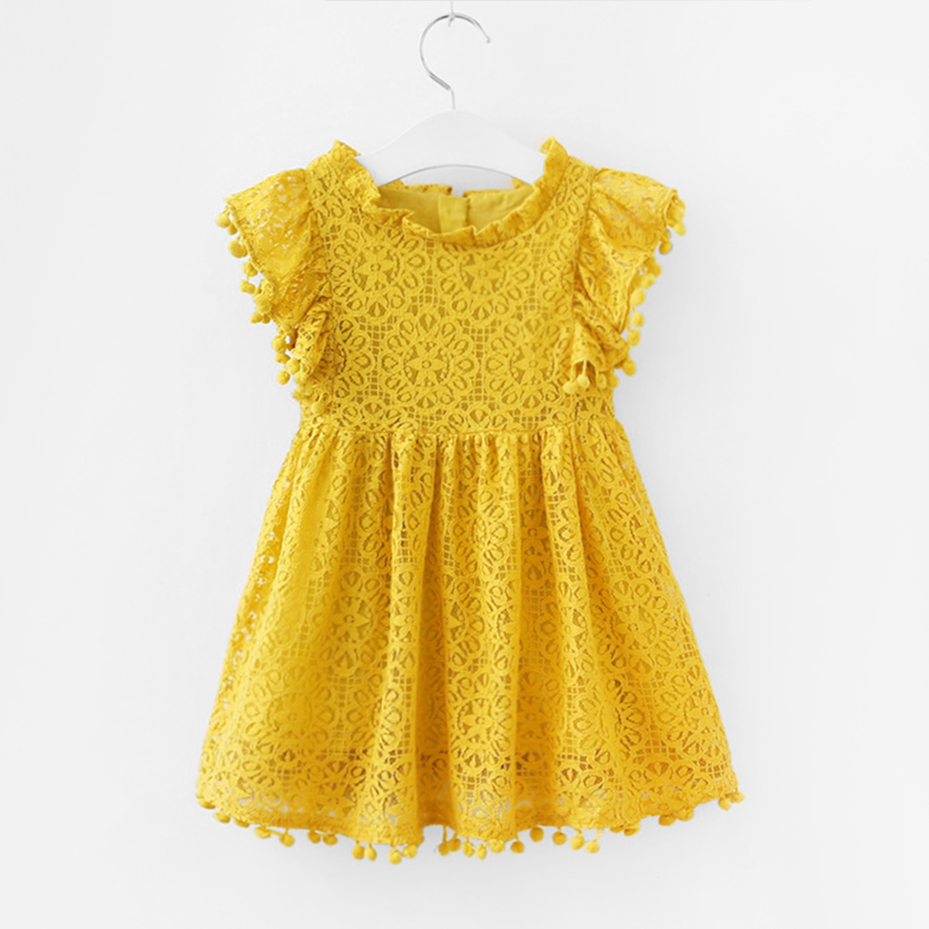 

Hollow Out Pompom Tassel Lace Dress