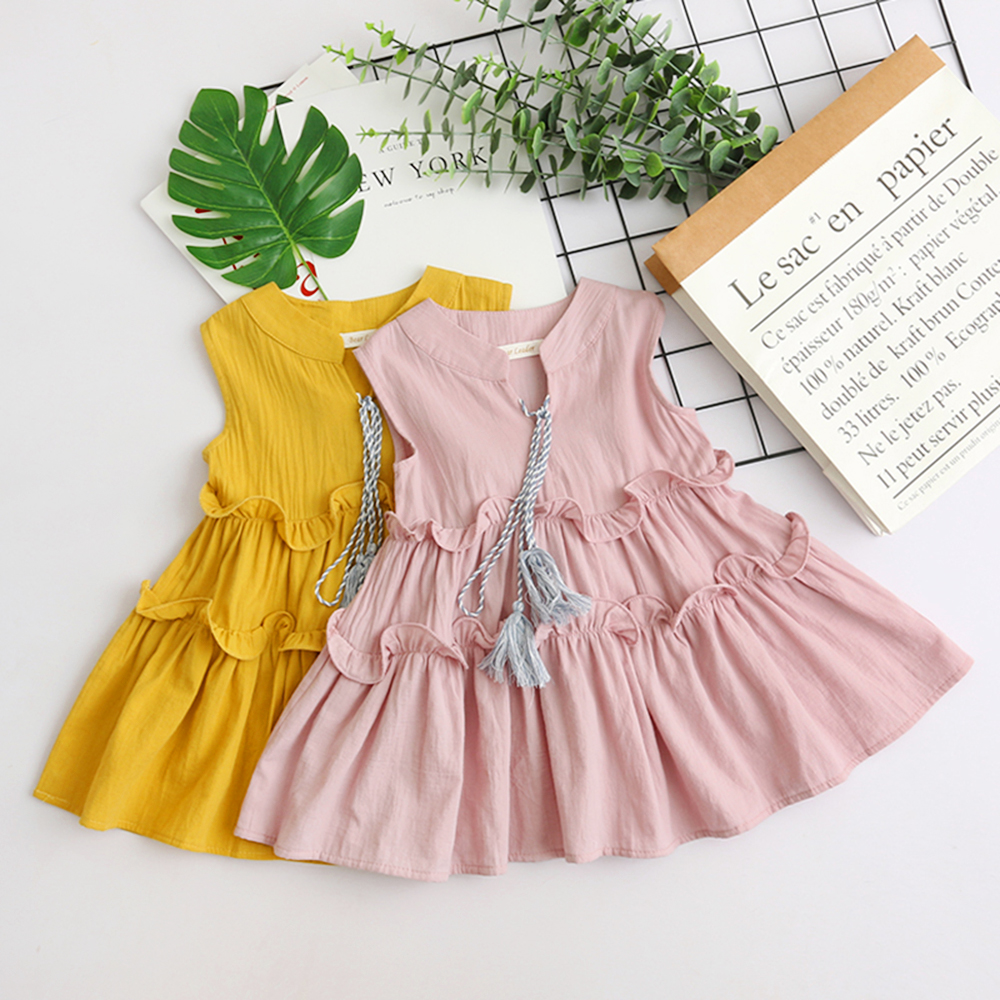 

Solid Ruffle Sleeveless Dress