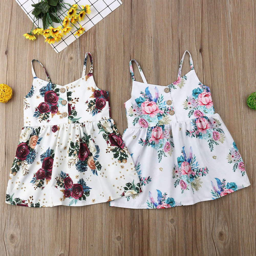 

Buttons Front Rose Print Dress