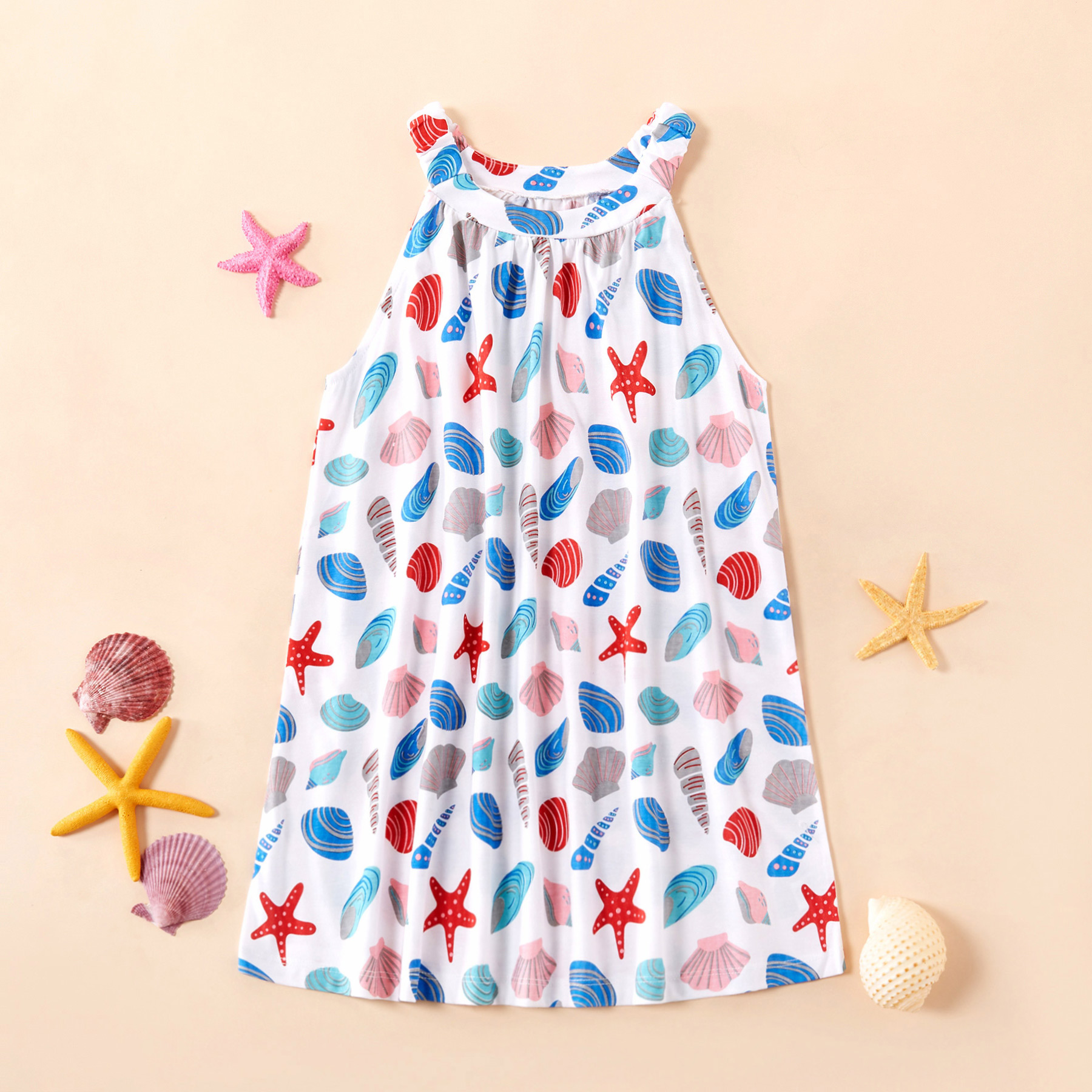 

Fashionable Shell Allover Sleeveless Dress