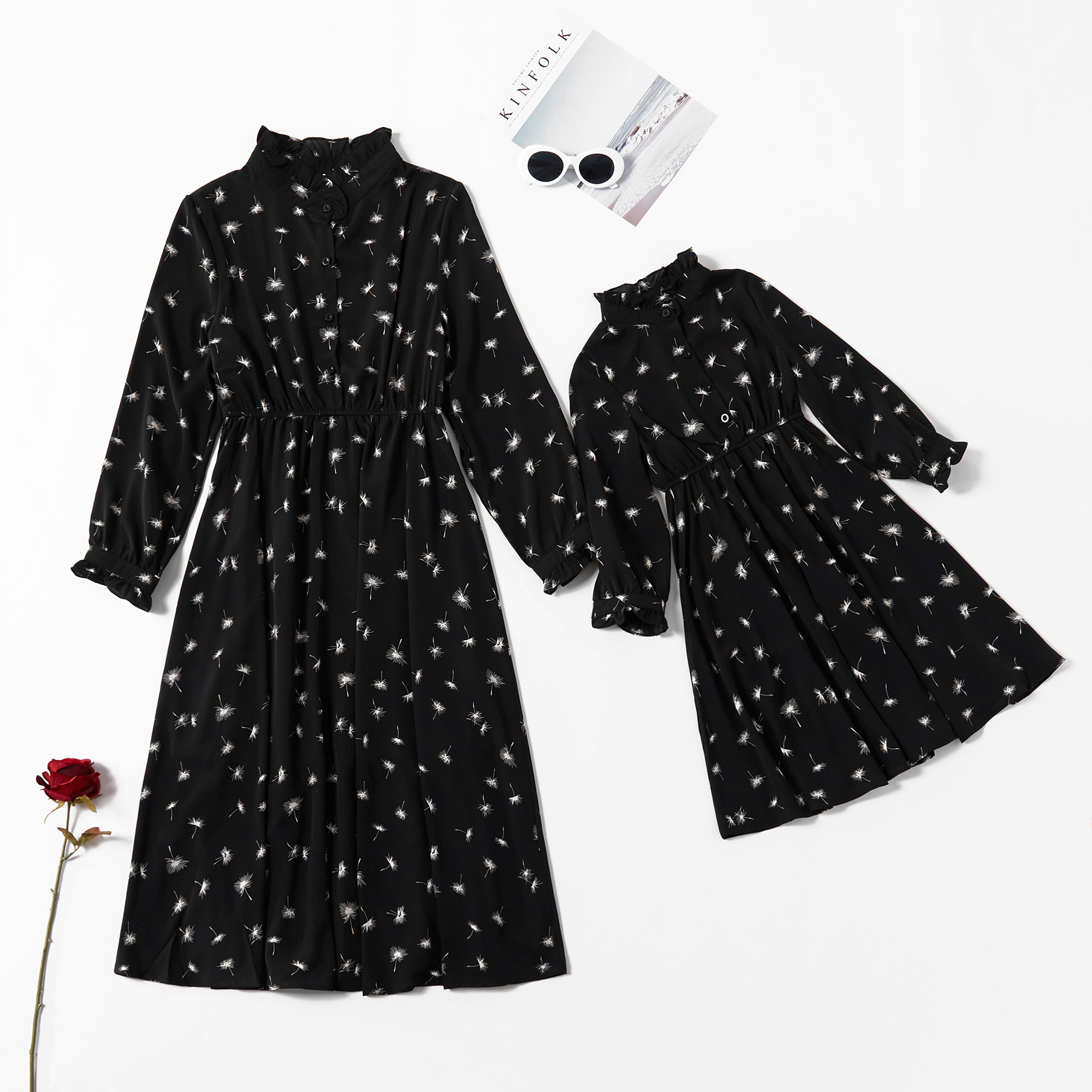 

Dandelion Printed Slim Matching Dresses