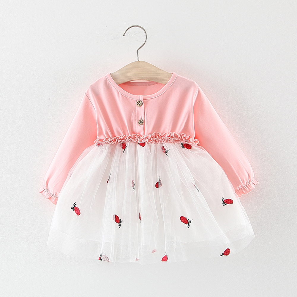 

Baby Girl Cardigan Splice Design Mesh Style Long-sleeve Dress