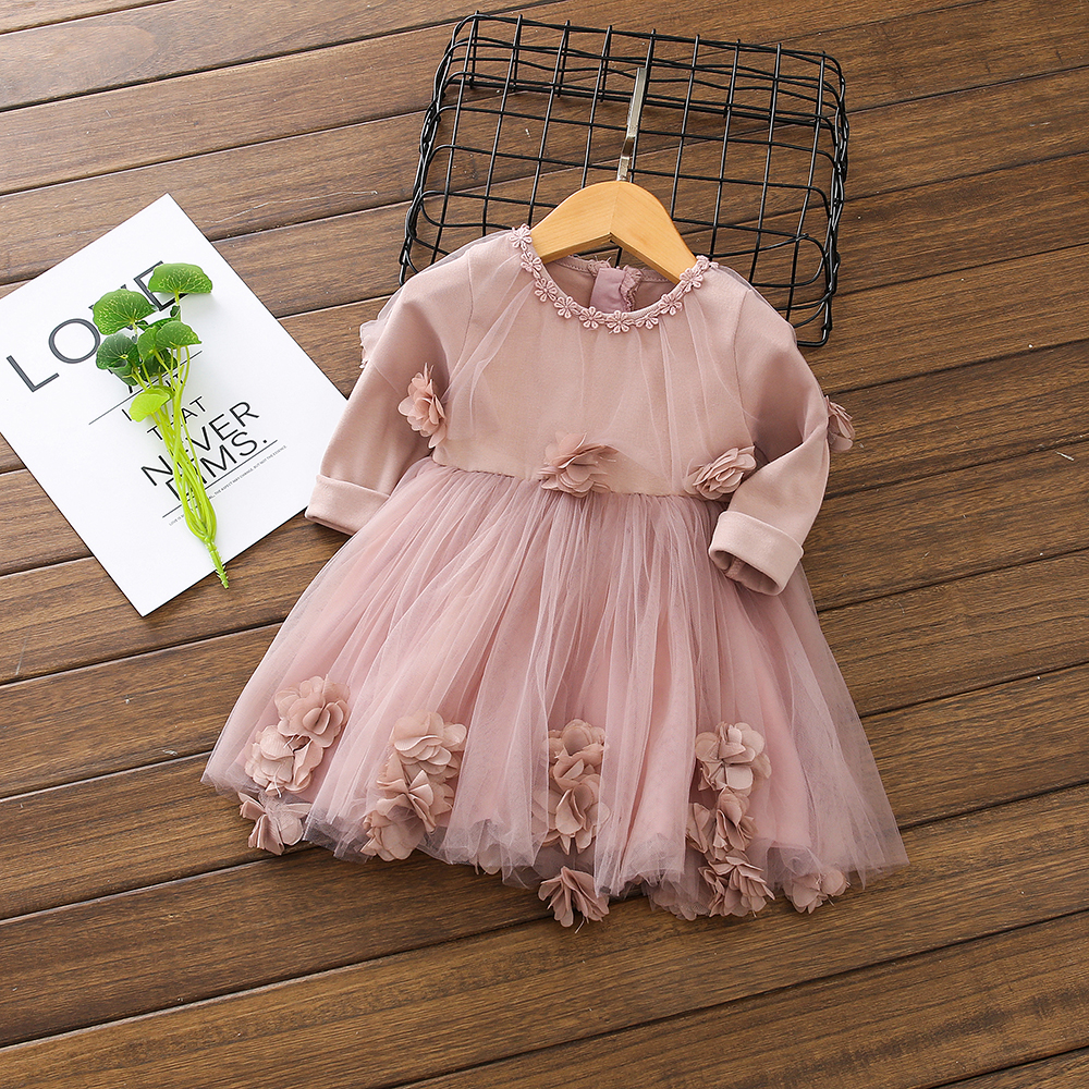 

Baby / Toddler Sweet Flower Decor Layered Tulle Long-sleeve Dress