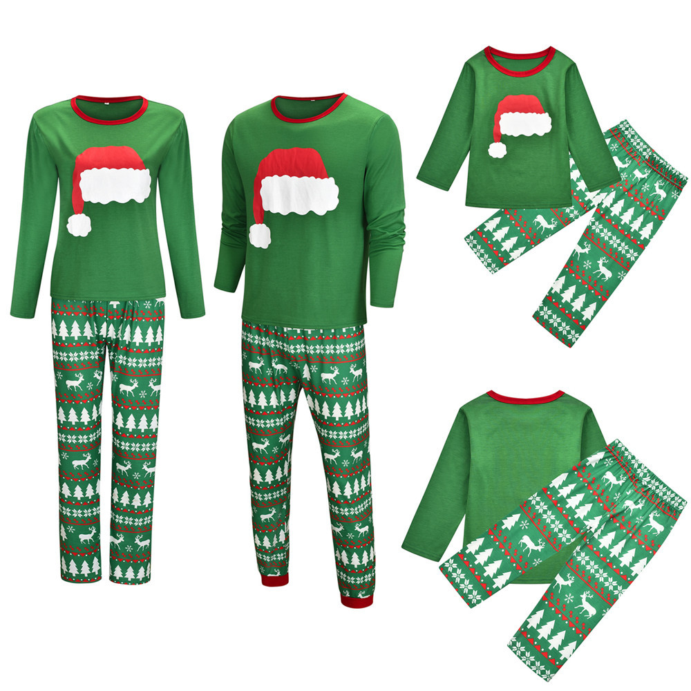 

Christmas Hat and Tree Reindeer Print Family Matching Pajamas Set