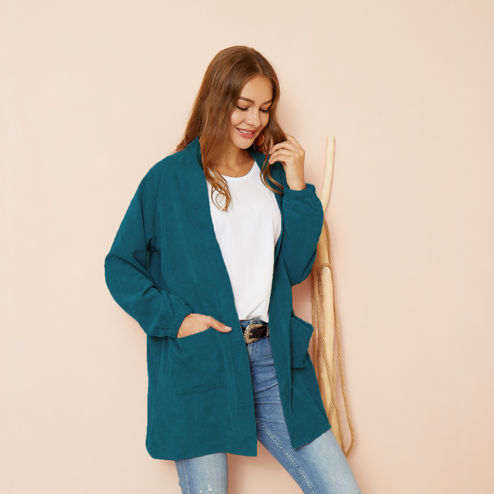 

casual Stripes medium length Coats