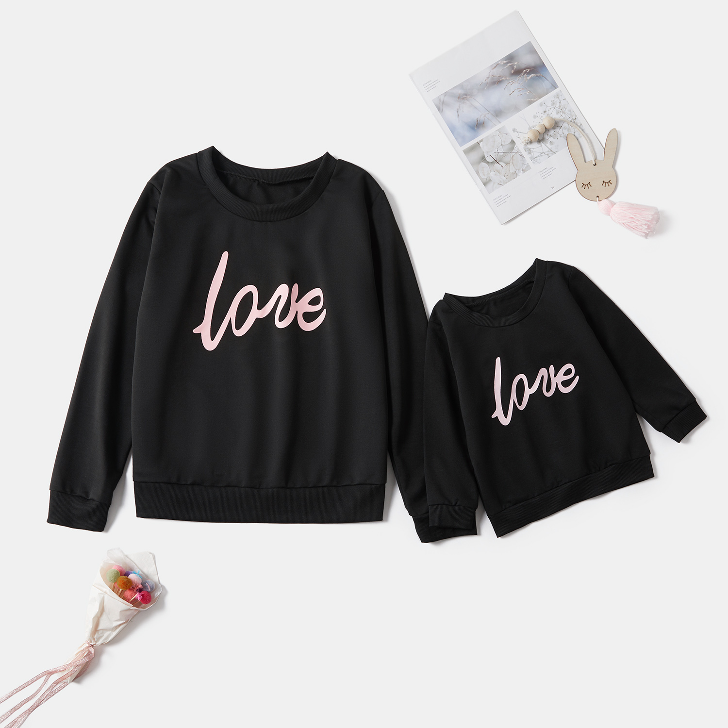 

Love Letter Print Matching Sweatshirt in Balck