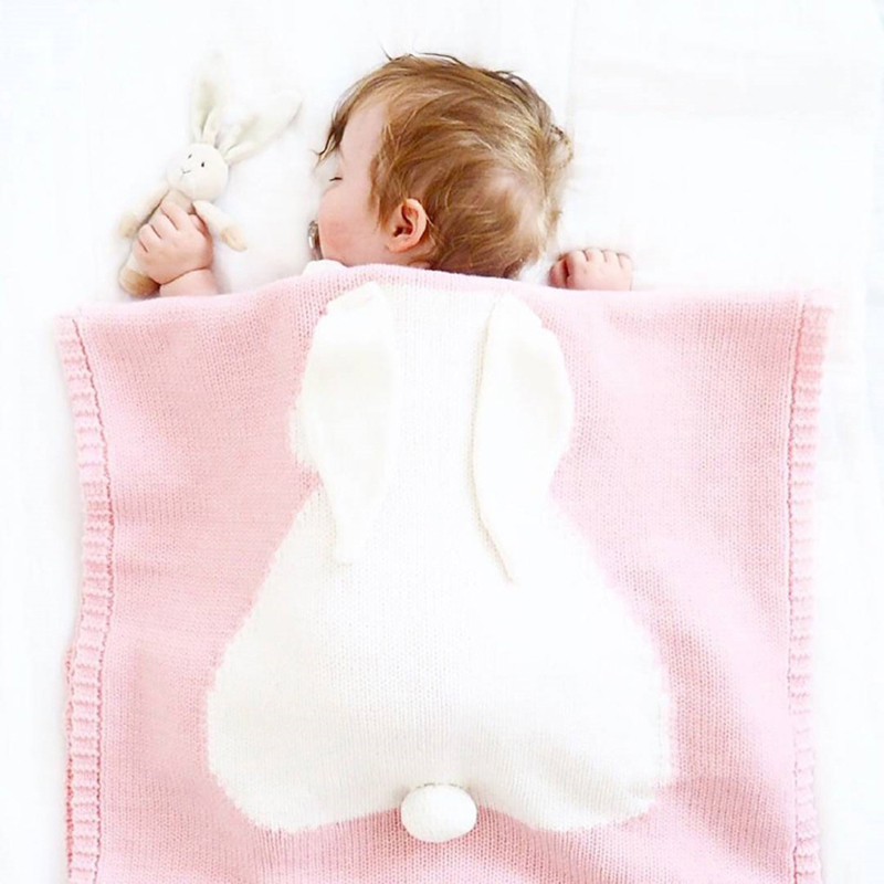 

Rabbit Design Cartoon Kintted Baby Swaddle Blanket