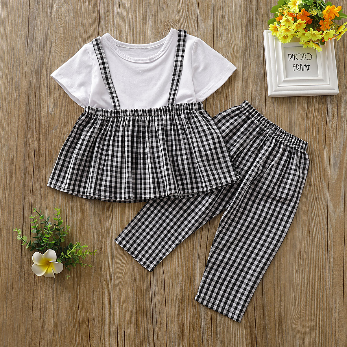 

Baby / Toddler Stylish Plaid Faux-two Skirt and Pants Set