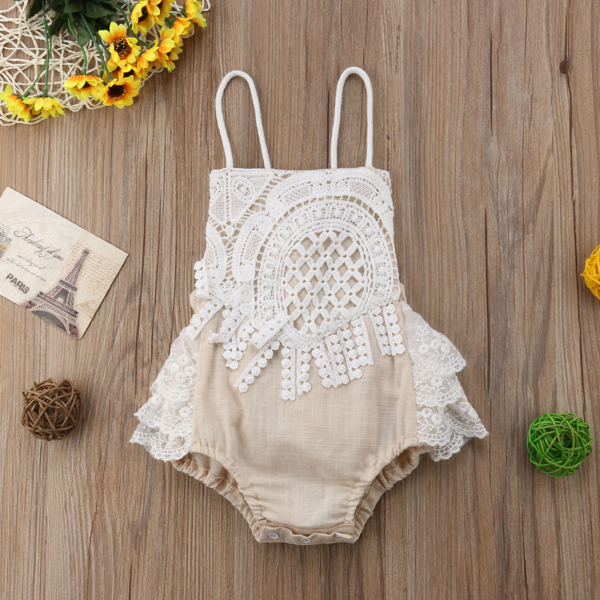 

Stylish Lace Design Sleeveless Bodysuit for Baby