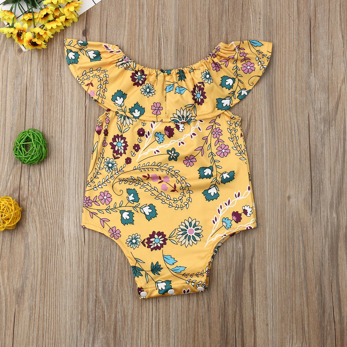 

Baby Ethnic Floral Off Shoulder Bodysuit Dress