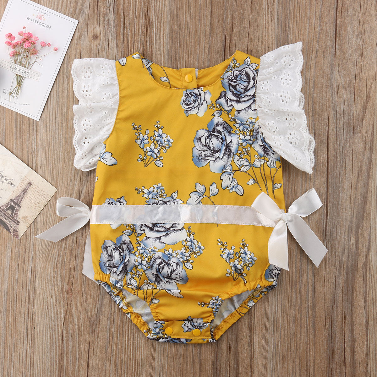 

Baby Ruffled Rose Lace Bodysuit