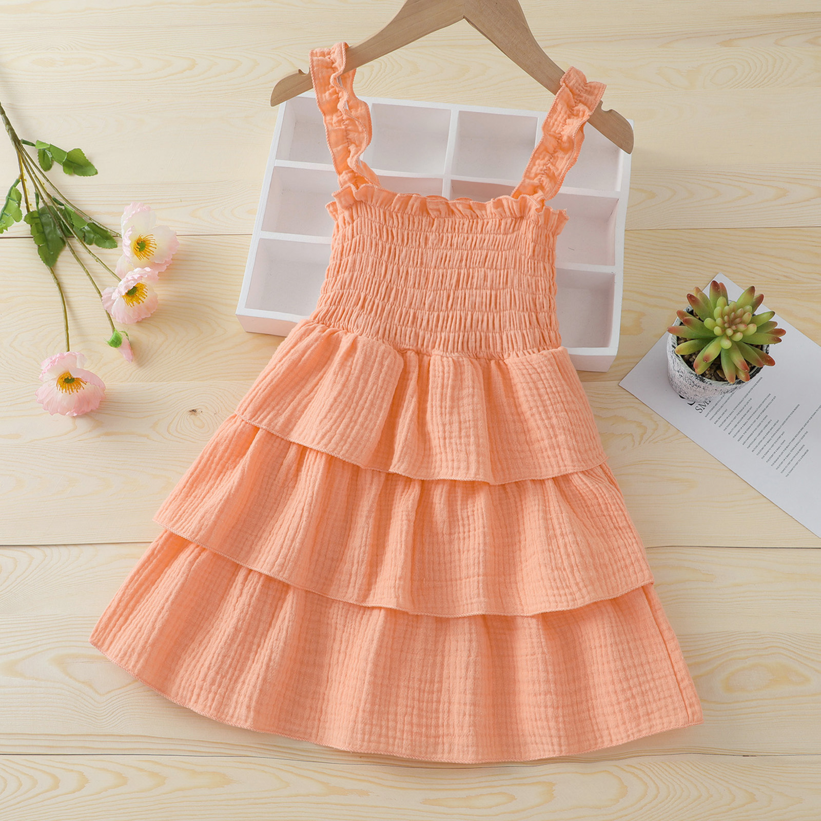 

Toddler Girl Ruffle Sweet Solid Tank Dress